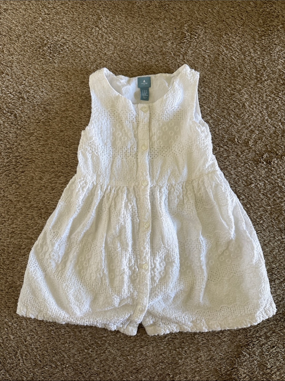 GAP White Eyelet Button-Front Dress 3T